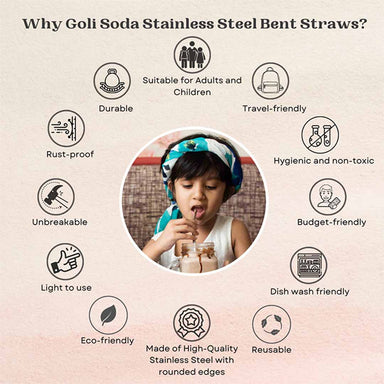 Vanity Wagon | Buy Goli Soda Stainless Steel Bent Drinking Straws