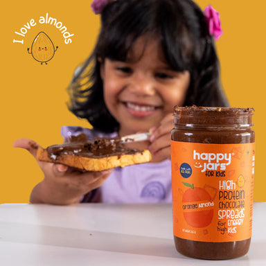 Vanity Wagon | Buy Happy Jars Orange Almond High Protein Chocolate Spread for Kids