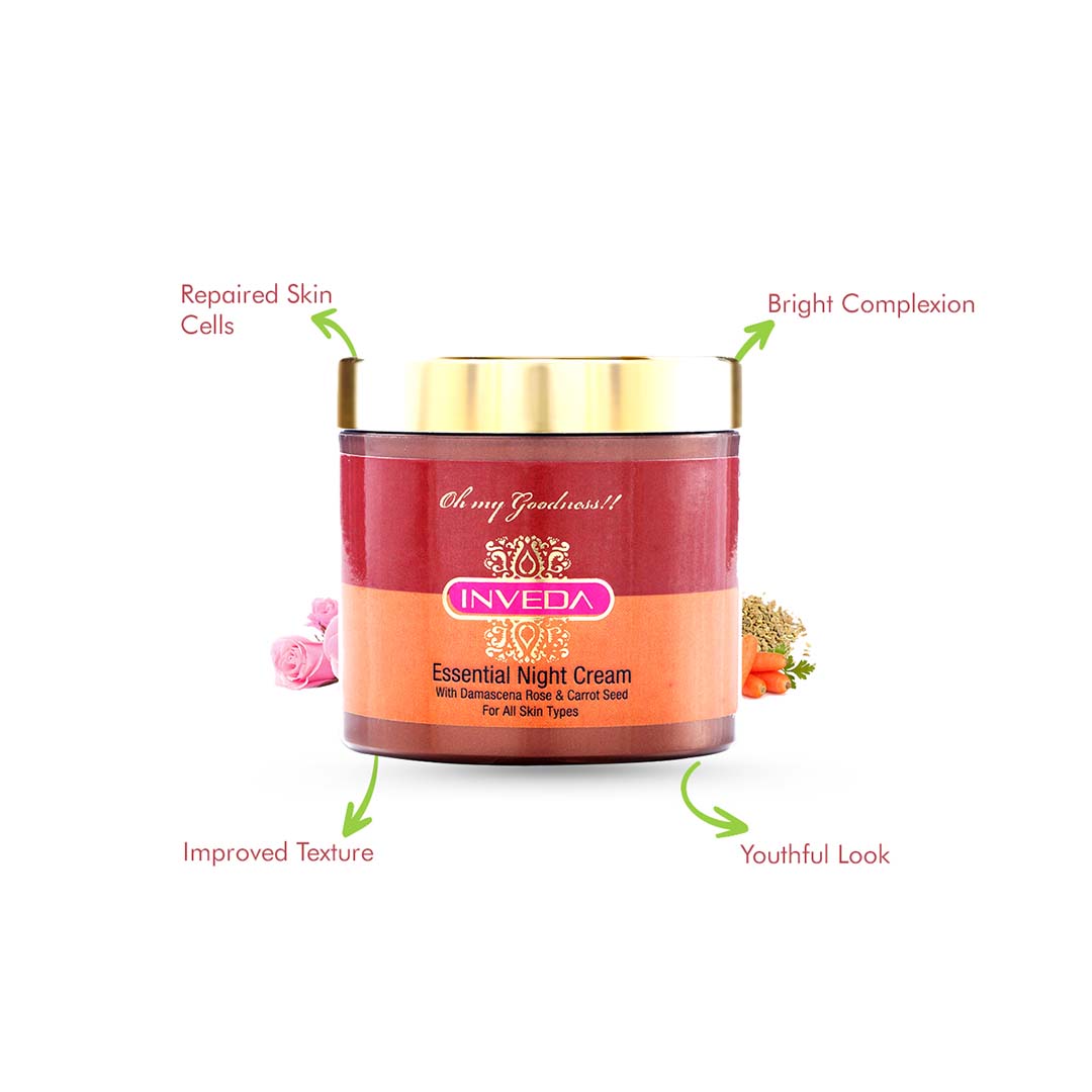 Inveda Essential Night Cream with Damascena Rose & Carrot Seed