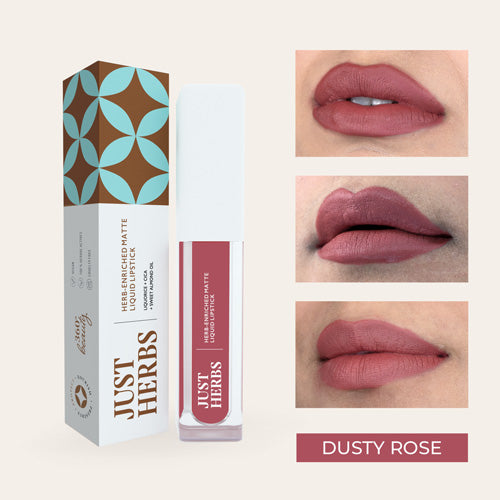 Vanity Wagon | Buy Just Herbs Ayurvedic Creamy Matte Long Lasting Liquid Lipstick, Dusty Rose