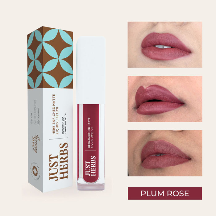 Vanity Wagon | Buy Just Herbs Ayurvedic Creamy Matte Long Lasting Liquid Lipstick, Plum Rose