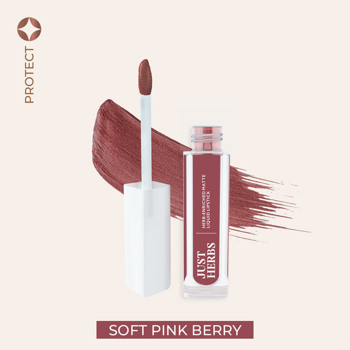 Vanity Wagon | Buy Just Herbs Ayurvedic Creamy Matte Long Lasting Liquid Lipstick, Soft Pink Berry