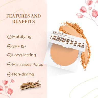 Vanity Wagon | Buy Just Herbs Compact Powder Mattifying & Hydrating with SPF 15, Coffee