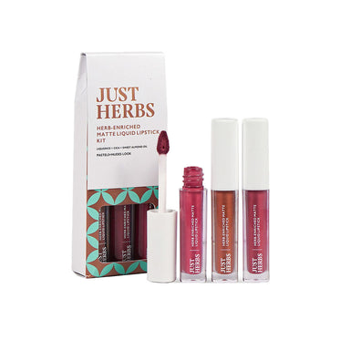 Vanity Wagon | Buy Just Herbs Herb Enriched Matte Liquid Lipstick Kit, Pastels & Nudes Look