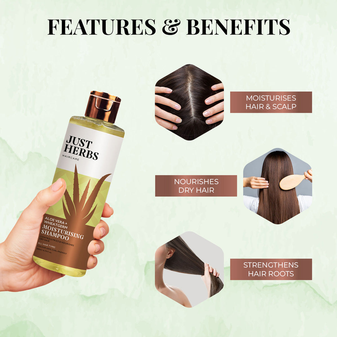 Vanity Wagon | Buy Just Herbs Moisturising Shampoo with Aloe Vera and Wheat Germ