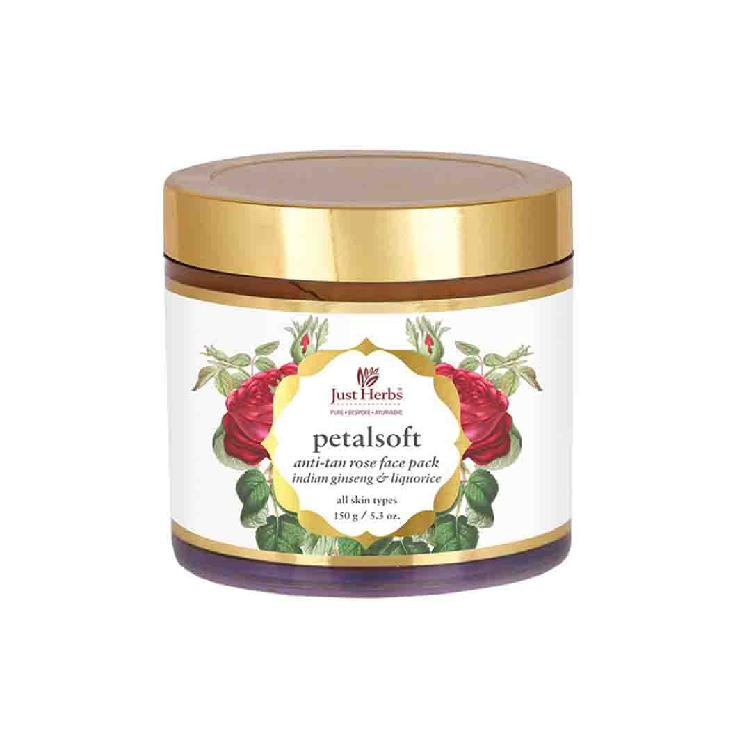 Just Herbs Petal Soft, Anti-Tan Rose Face Pack with Ginseng and Licorice