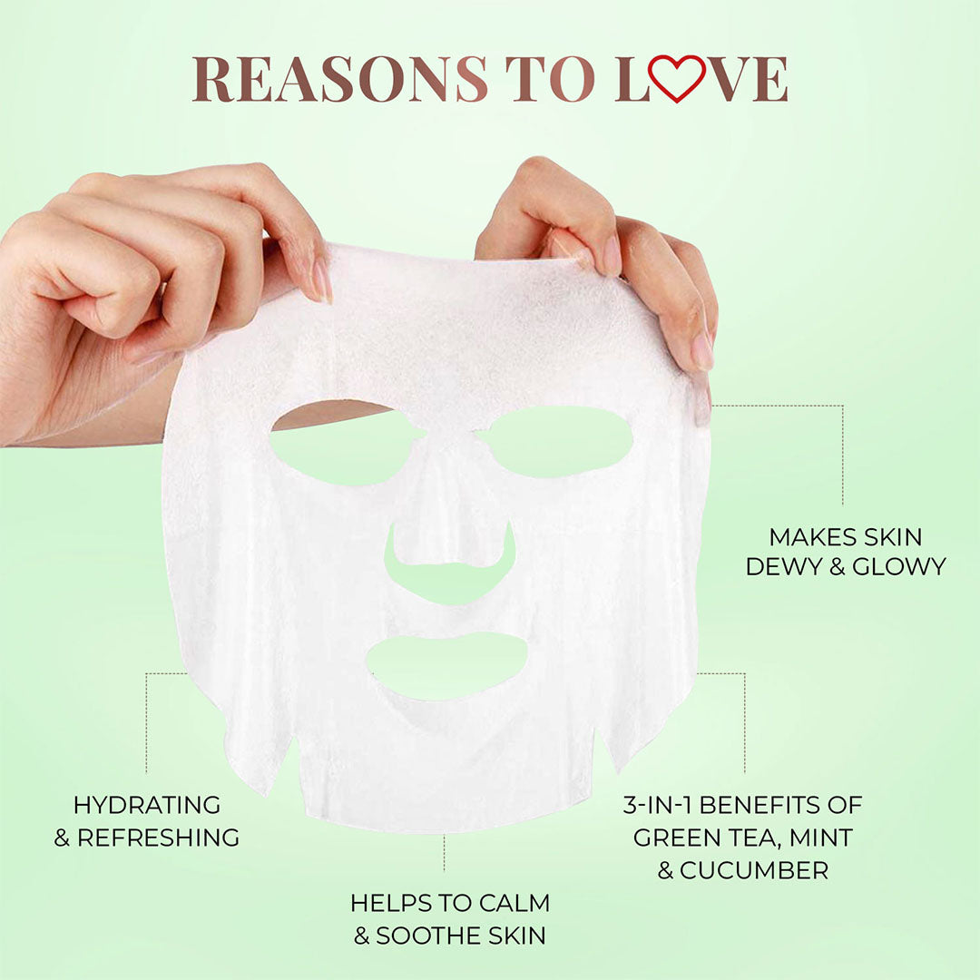 Vanity Wagon | Buy Just Herbs Skin Brightening Sheet Mask with Green Tea, Mint & Cucumber