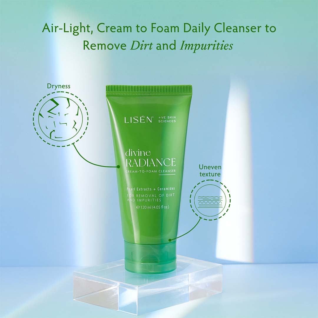 LISEN Divine Radiance Cream To Foam Cleanser with Pearl Extracts & Ceramides