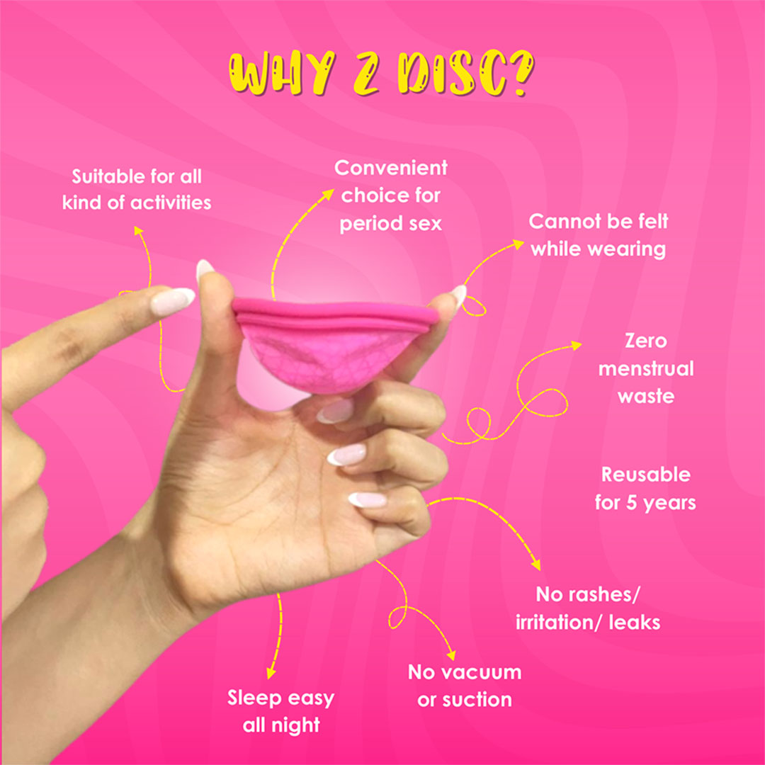 Vanity Wagon | Buy Lemme Be Reusable Menstrual Cup Disc for Women with Soft Pouch, Pink