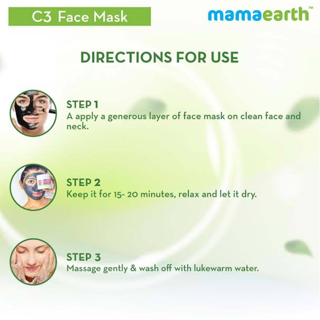 Mamaearth C3 Face Mask for Healthy and Glowing Skin with Charcoal, Coffee and Clay -6