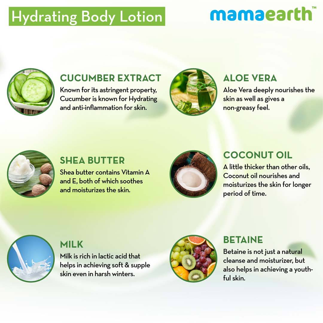Mamaearth Hydrating Body Lotion for Normal Skin with Cucumber and Aloe Vera -5