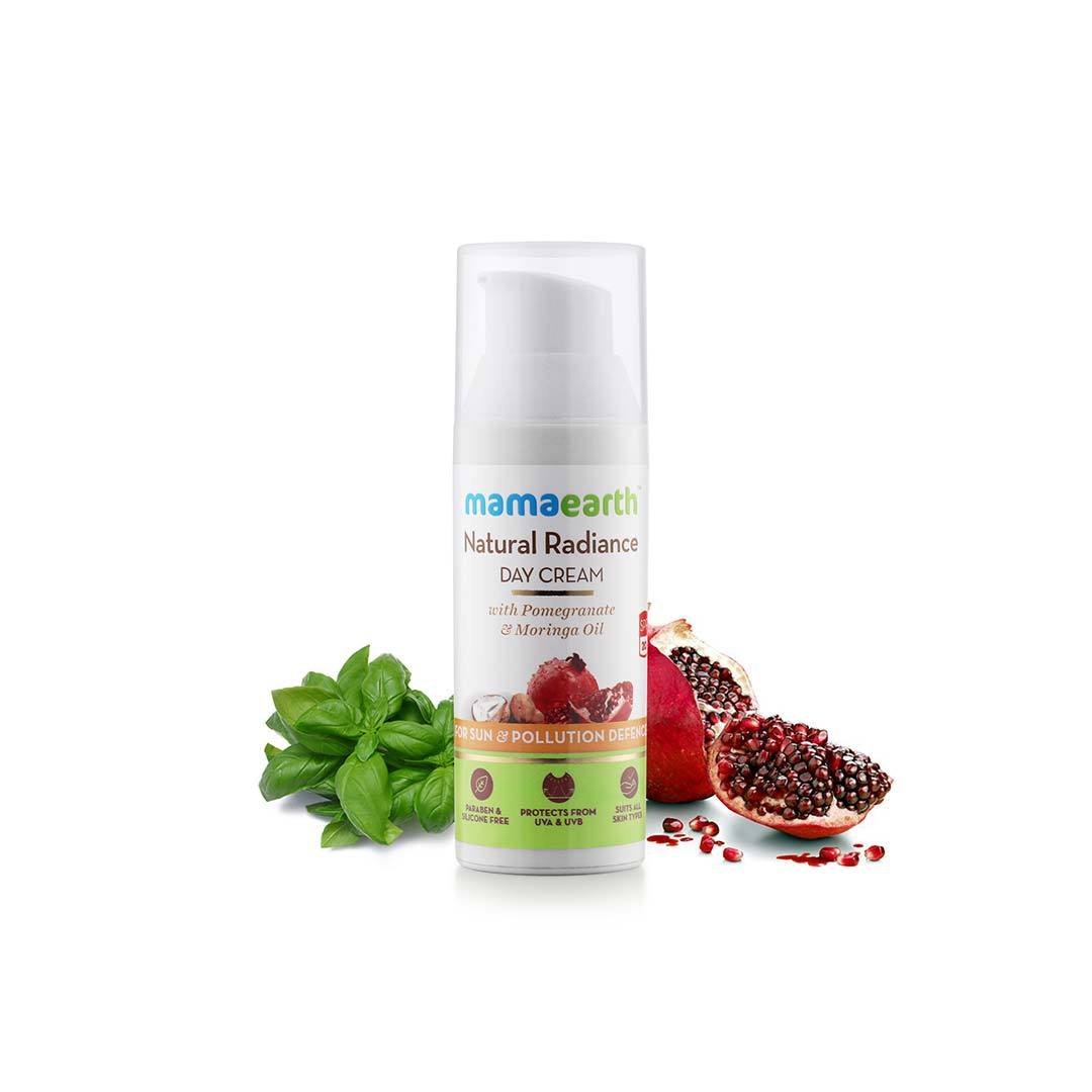 Mamaearth Natural Radiance Day Cream for Sun and Pollution Defence with Pomegranate and Moringa Oil -2