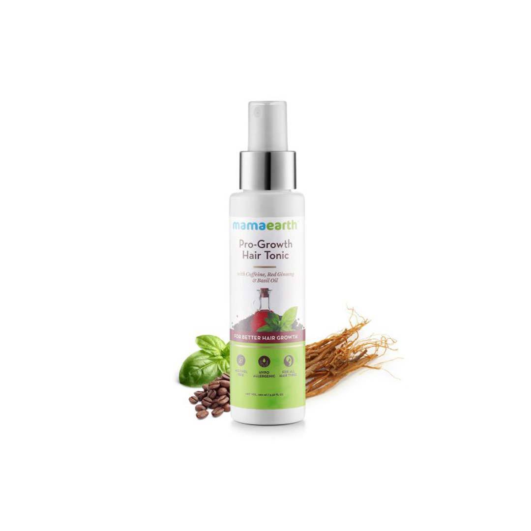 Mamaearth Pro-Growth Hair Tonic with Caffeine, Red Ginseng and Basil Oil