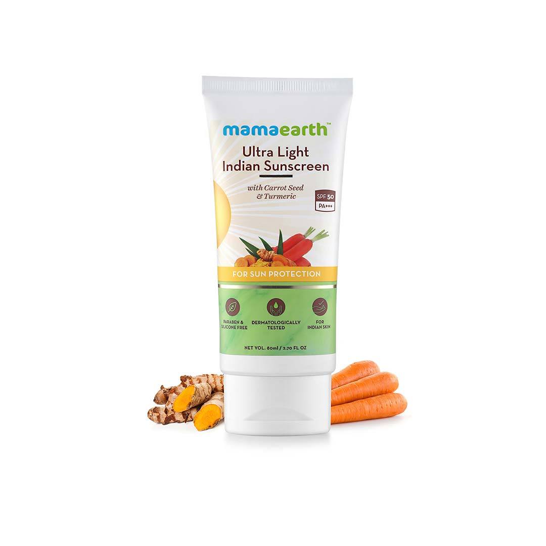 Mamaearth Ultra Light Indian Sunscreen with Carrot Seed and Turmeric, SPF 50 PA+++ -2
