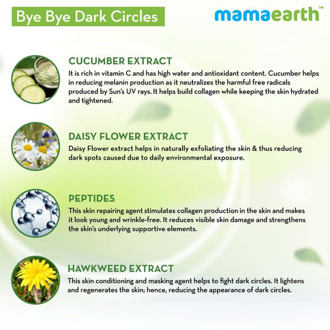 Mamaearth Bye Bye Dark Circles Eye Cream with Cucumber and Peptides