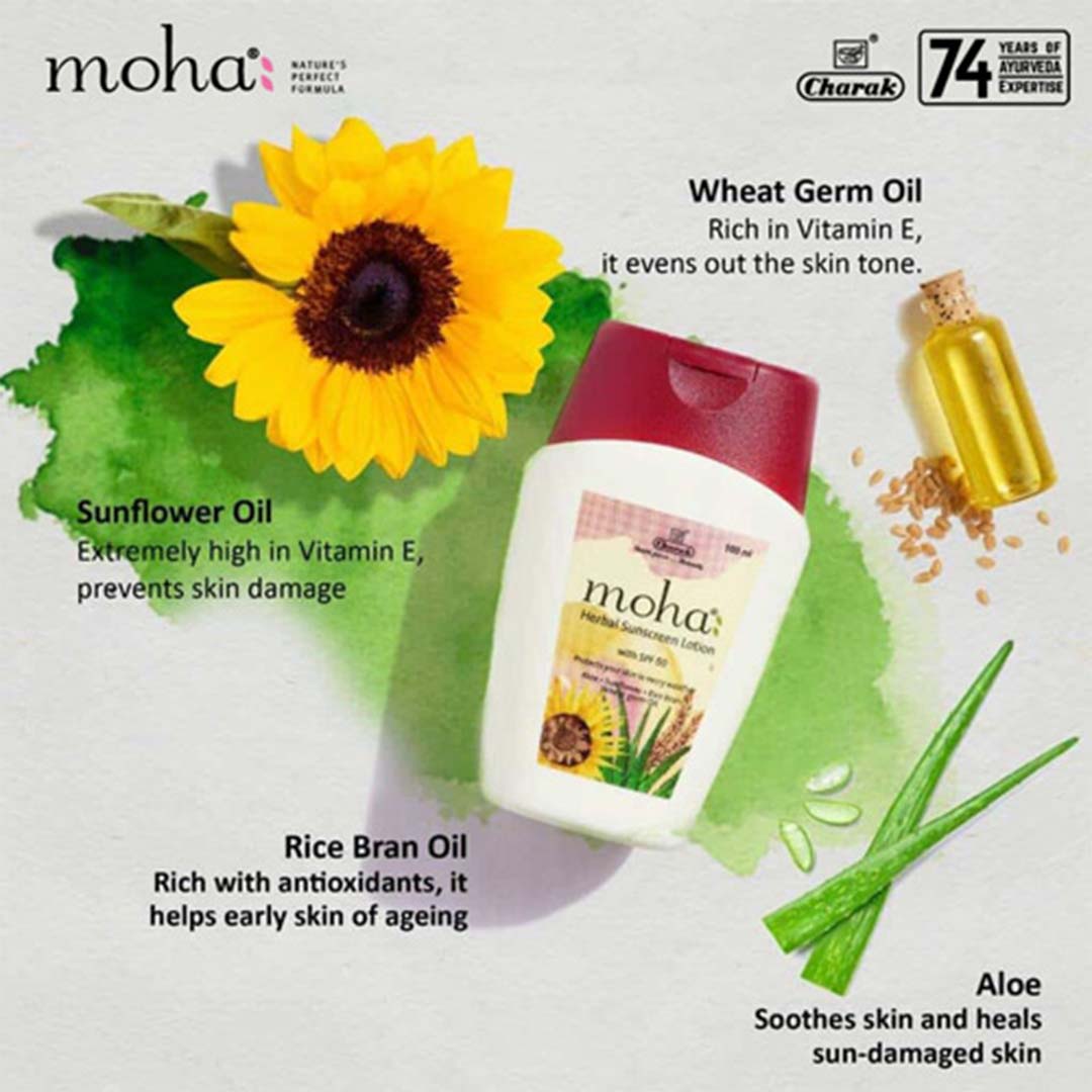 Vanity Wagon | Buy Moha Herbal Sunscreen Lotion SPF 50 with Sunflower & Rice Bran