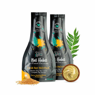 Vanity Wagon | Buy Nat Habit Curry Mustard Black Protection Fresh Hair NutriMask, Pack Of 2