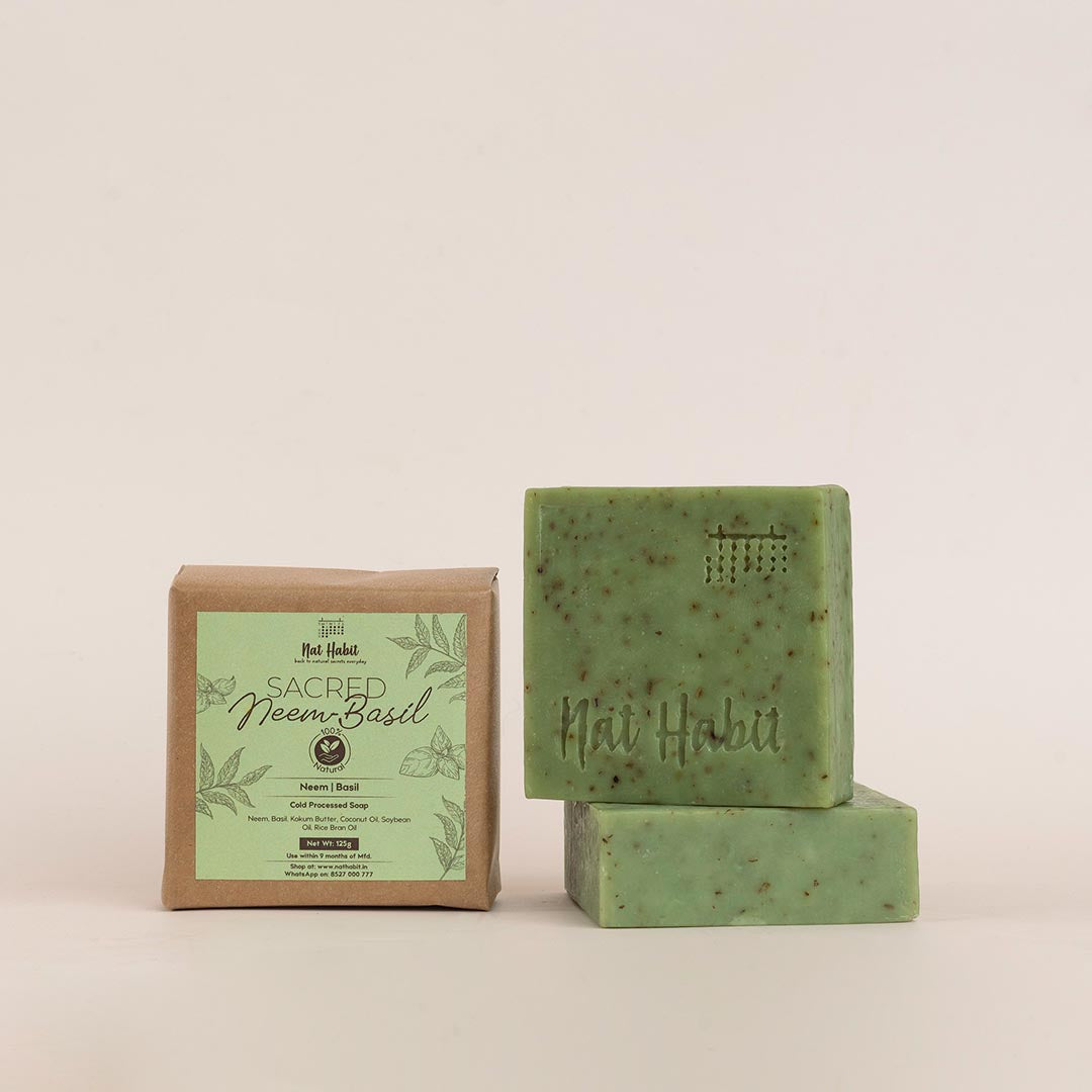Vanity Wagon | Buy Nat Habit Sacred Neem Basil Cold Processed Soap with Kokum Butter & Coconut Oil