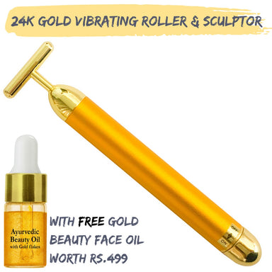 Buy Natural Vibes 24k Gold Vibrating Face Roller & Sculptor