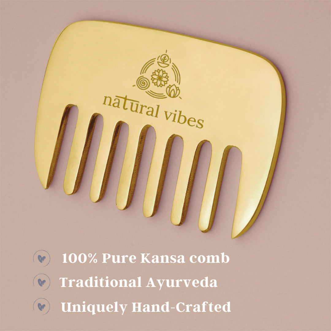 Buy Natural Vibes Kansa Hair Comb for Hair Fall, Growth, Circulation & Stress Relief