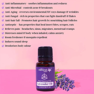 Vanity Wagon | Buy Natural Vibes Lavender Pure Essential Oil for Sleep, Stress Relief, Acne & Hair Fall