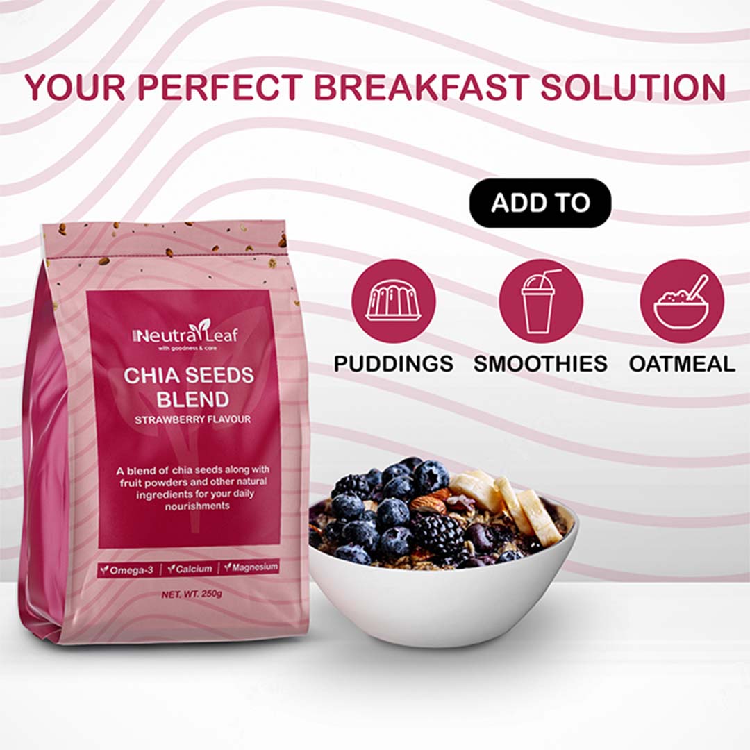 Vanity Wagon | Buy NeutraLeaf Chia Seeds with Omega 3, Calcium & Magnesium, Strawberry Flavour