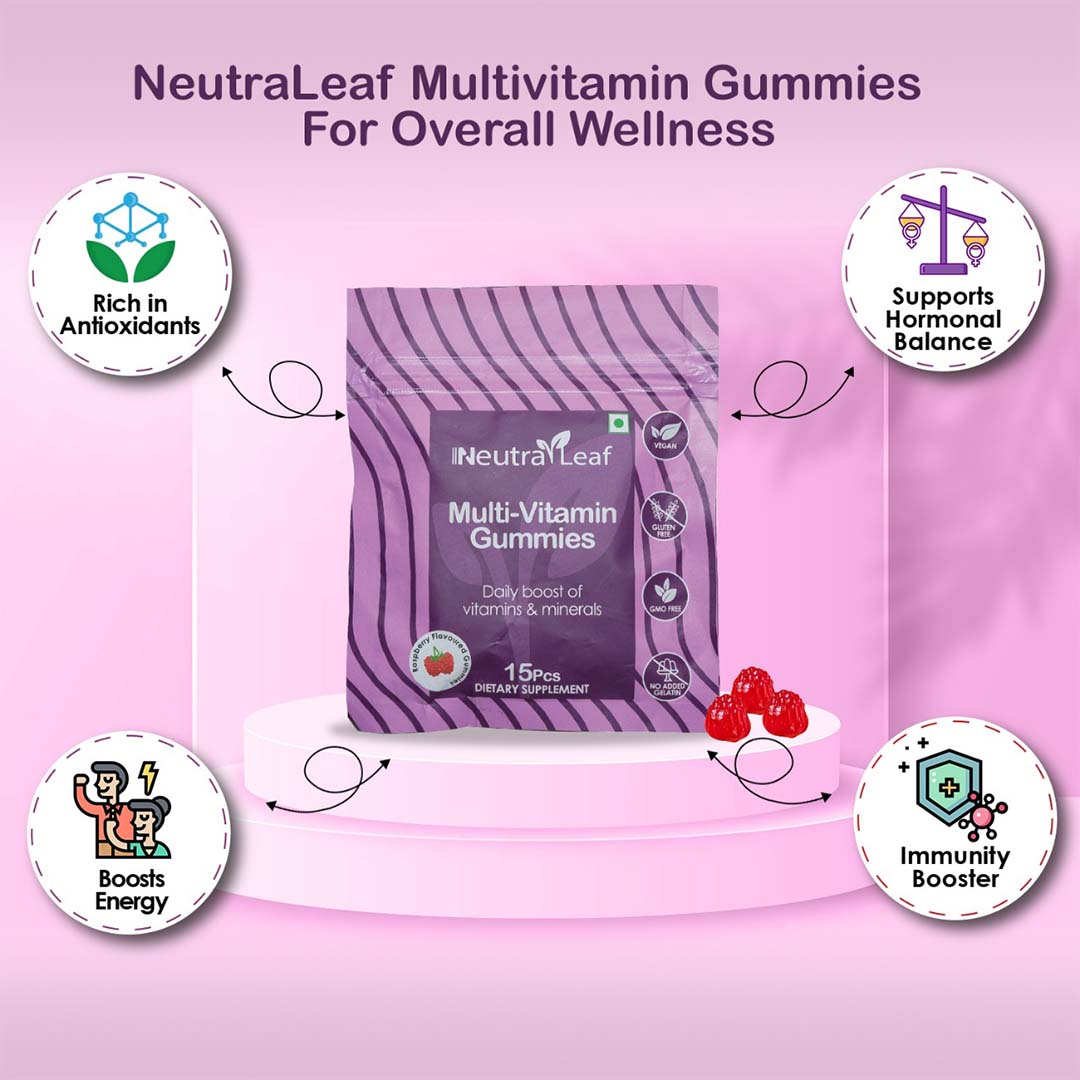 Vanity Wagon | Buy NeutraLeaf Multivitamin Gummies with Vitamins A, C, E, K, B Complex, Zinc, & Antioxidant for Overall Health
