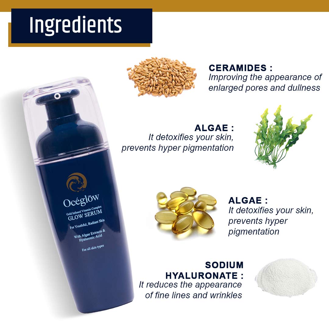 Vanity Wagon | Buy Oceglow Gold Infused Vitamin Complex Glow Serum with Algae & Hyaluronic Acid