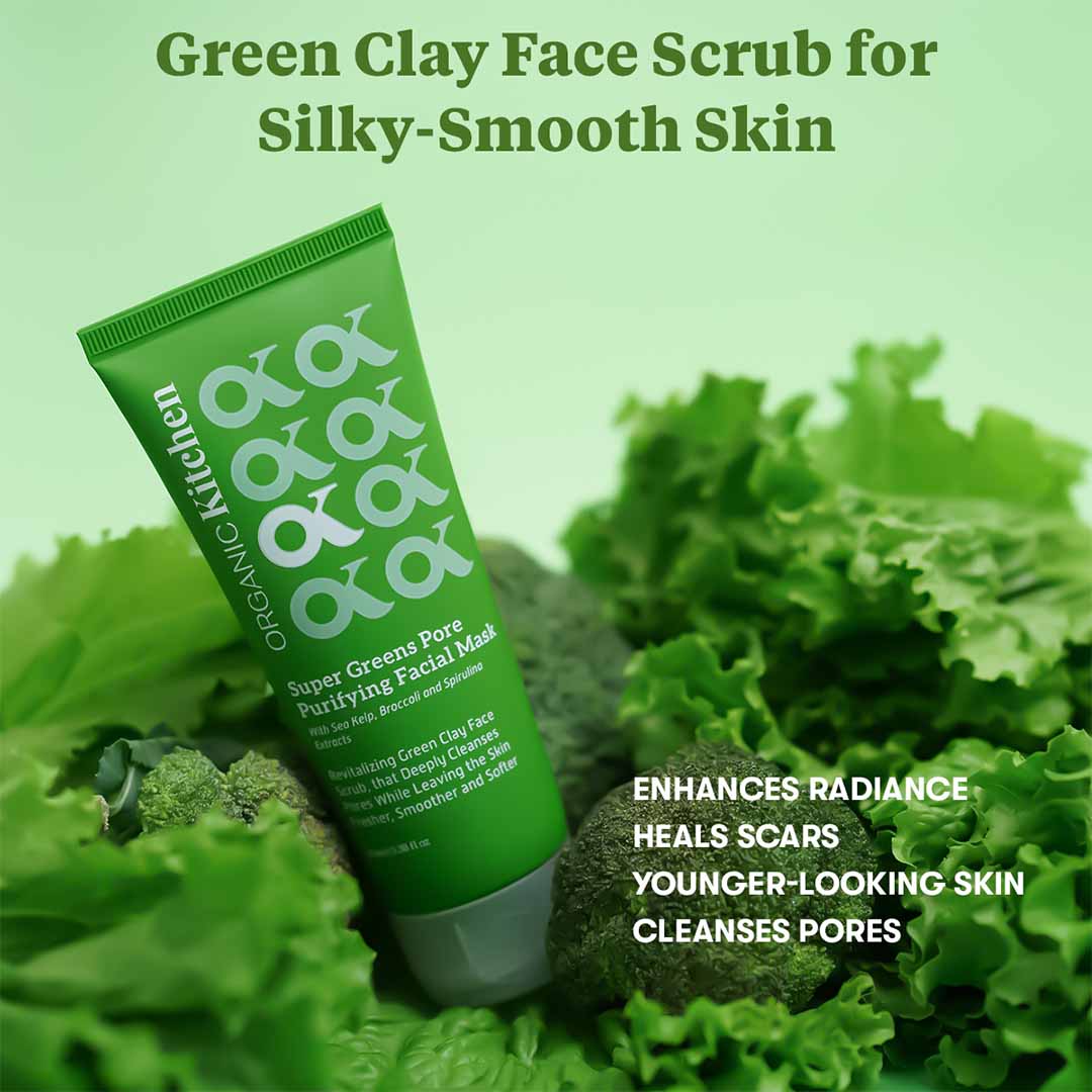 Organic Kitchen Super Greens Pore Purifying Facial Mask with Sea Kelp, Broccoli & Sprirulina