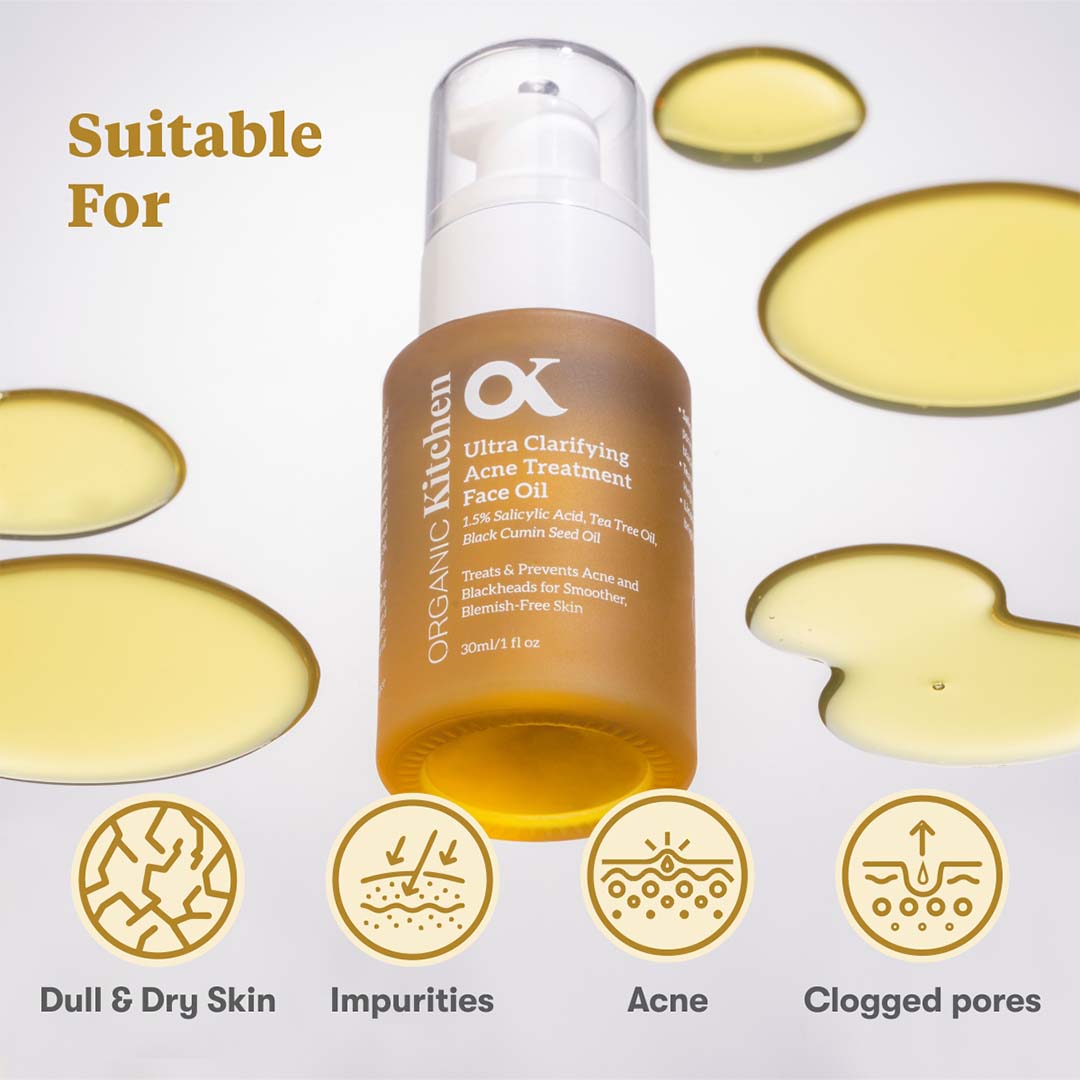 Organic Kitchen Ultra Clarifying Acne Treatment Face Oil with Salicylic Acid & Tea Tree Oil