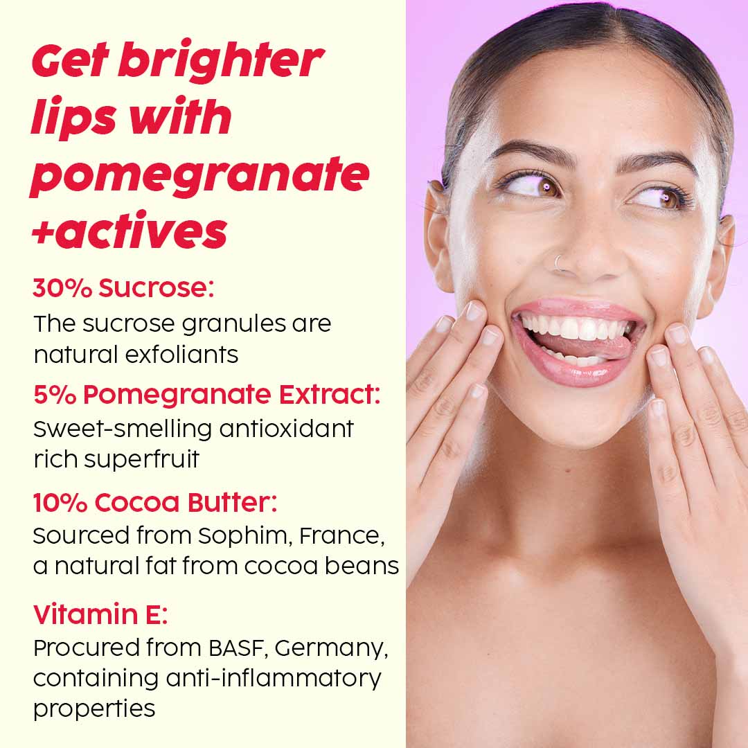Vanity Wagon | Buy PLIX Pomegranate Lip Exfoliating Scrub For Dark, Dry & Chapped Lips with Cocoa Butter & Vitamin E