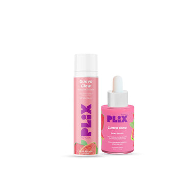 Vanity Wagon | Buy Plix SPF 50+ Guava Glow Sunscreen & 10% Vitamin C Guava Face Serum Combo for UV A, UV B Protection & Skin Brightening