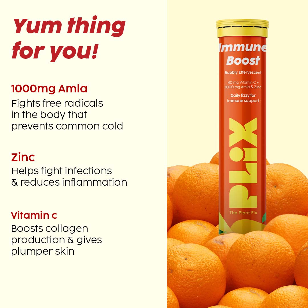 Vanity Wagon | Buy Plix Immune Boost with 40mg Vitamin C + 1000mg Amla & Zinc| Tropical Orange