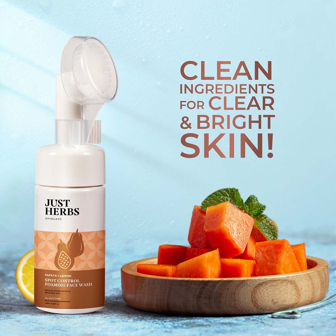 Vanity Wagon | Buy Just Herbs Spot Control Foaming Face Wash with Papaya & Lemon 