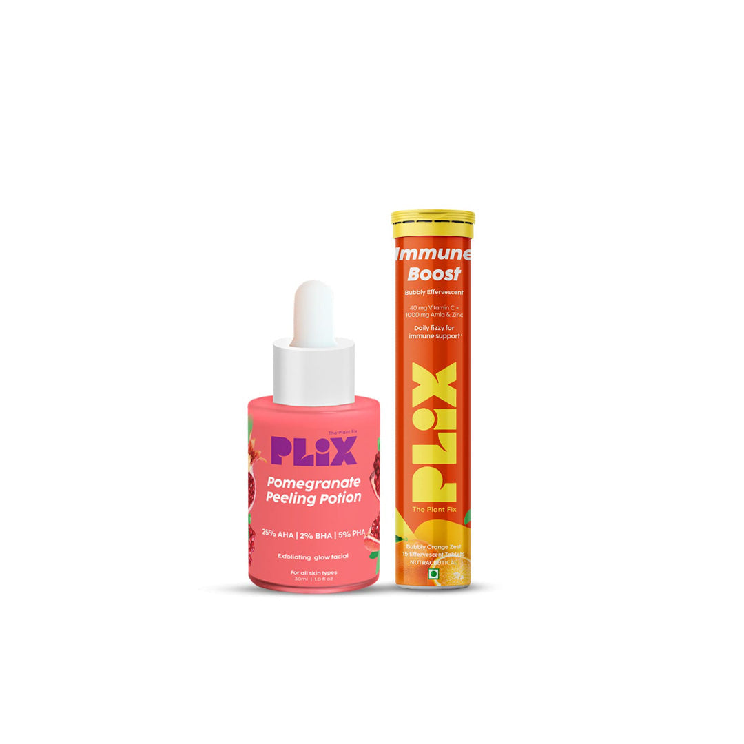 Vanity Wagon | Buy Plix Pomegranate Peeling Potion & Vitamin C Effervescent Combo for Deep Exfoliation & Radiant Skin