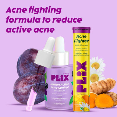 Vanity Wagon | Buy Plix Jamun Active Acne Control Dewy Serum & Acne Fighter Combo for Active Acne & Dark Spot Reduction