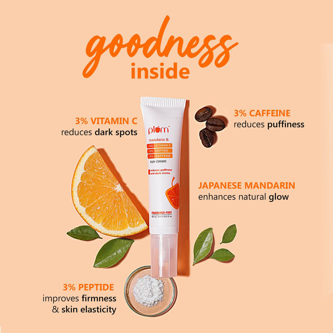 Vanity Wagon | Buy Plum 3% Vitamin C, 3% Peptide & 3% Caffeine Eye Cream with Mandarin 