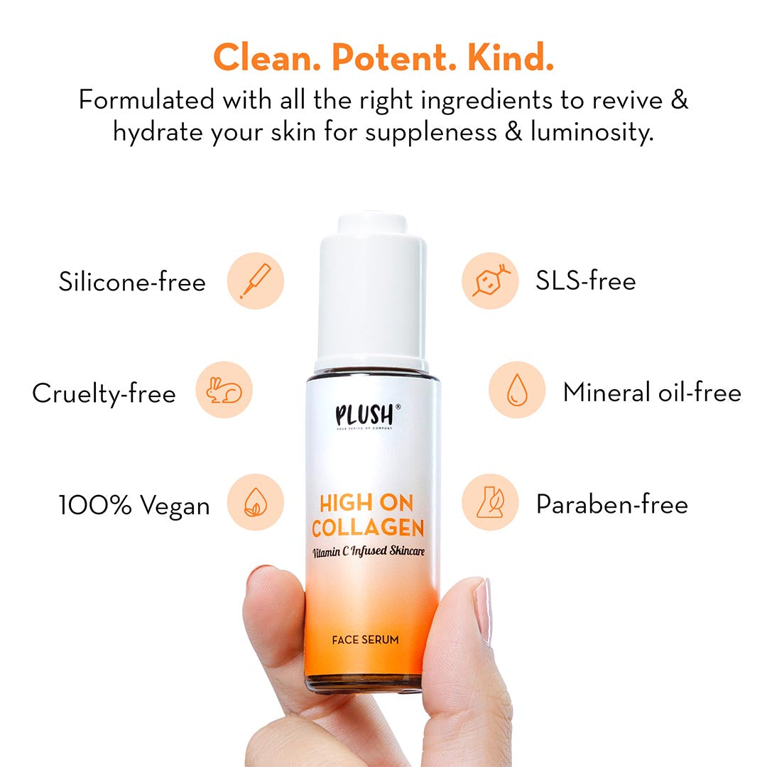 Buy Plush High On Collagen Face Serum with Vitamin C & Hyaluronic Acid | Vanity Wagon