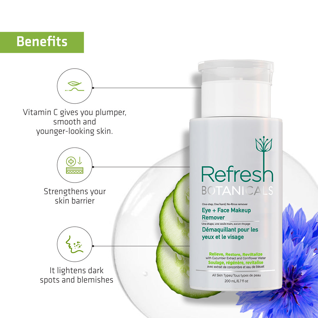 Vanity Wagon | Buy Refresh Botanicals Eye & Face Makeup Remover with Cucumber Extract & Cornflower Water