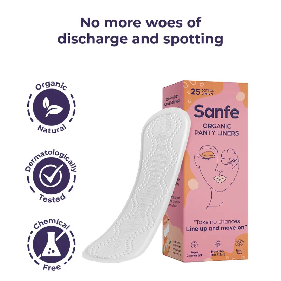 Vanity Wagon | Buy Sanfe Cotton Panty Liners for Women, Pack Of 2