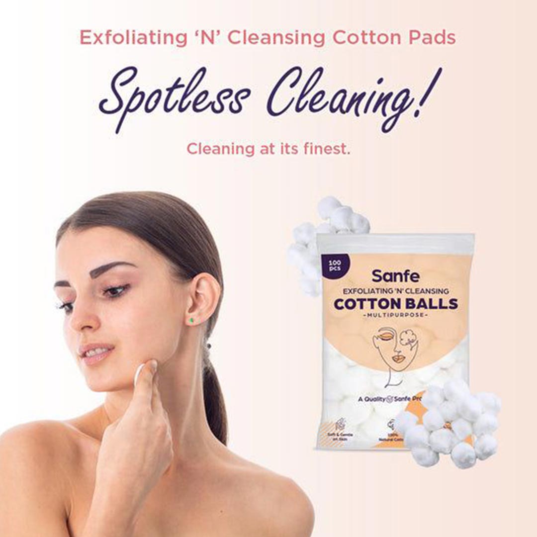 Vanity Wagon | Buy Sanfe Exfoliating & Cleansing Face Cotton Balls for Women