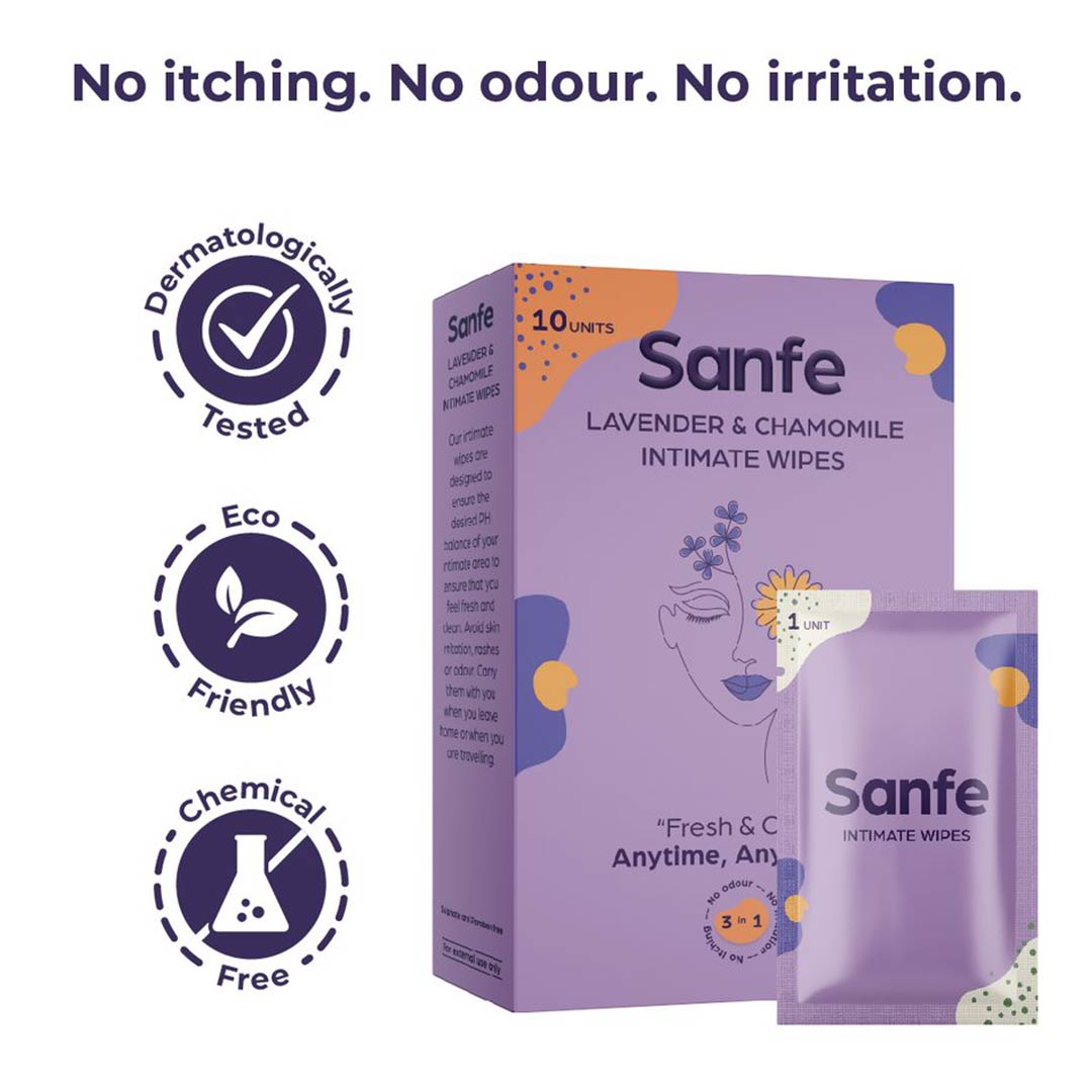 Vanity Wagon | Buy Sanfe Natural Intimate Wipes with Lavender & Chamomile