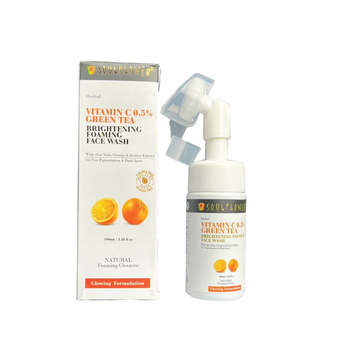 Vanity Wagon | Buy Soulflower Herbal 0.5% Vitamin C Brightening Foaming Face Wash with Aloe Vera, Orange & Licorice Extract