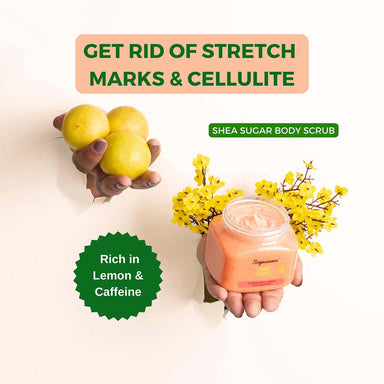 Vanity Wagon | Buy Sugassence Lemon Squeeze, Shea Sugar Scrub for Stretch Marks & Glowing Skin