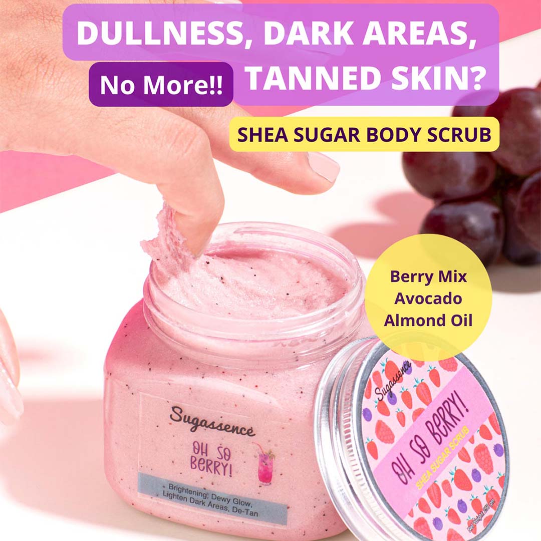 Vanity Wagon | Buy Sugassence Oh So Berry! Shea Sugar Scrub for Tanned Skin