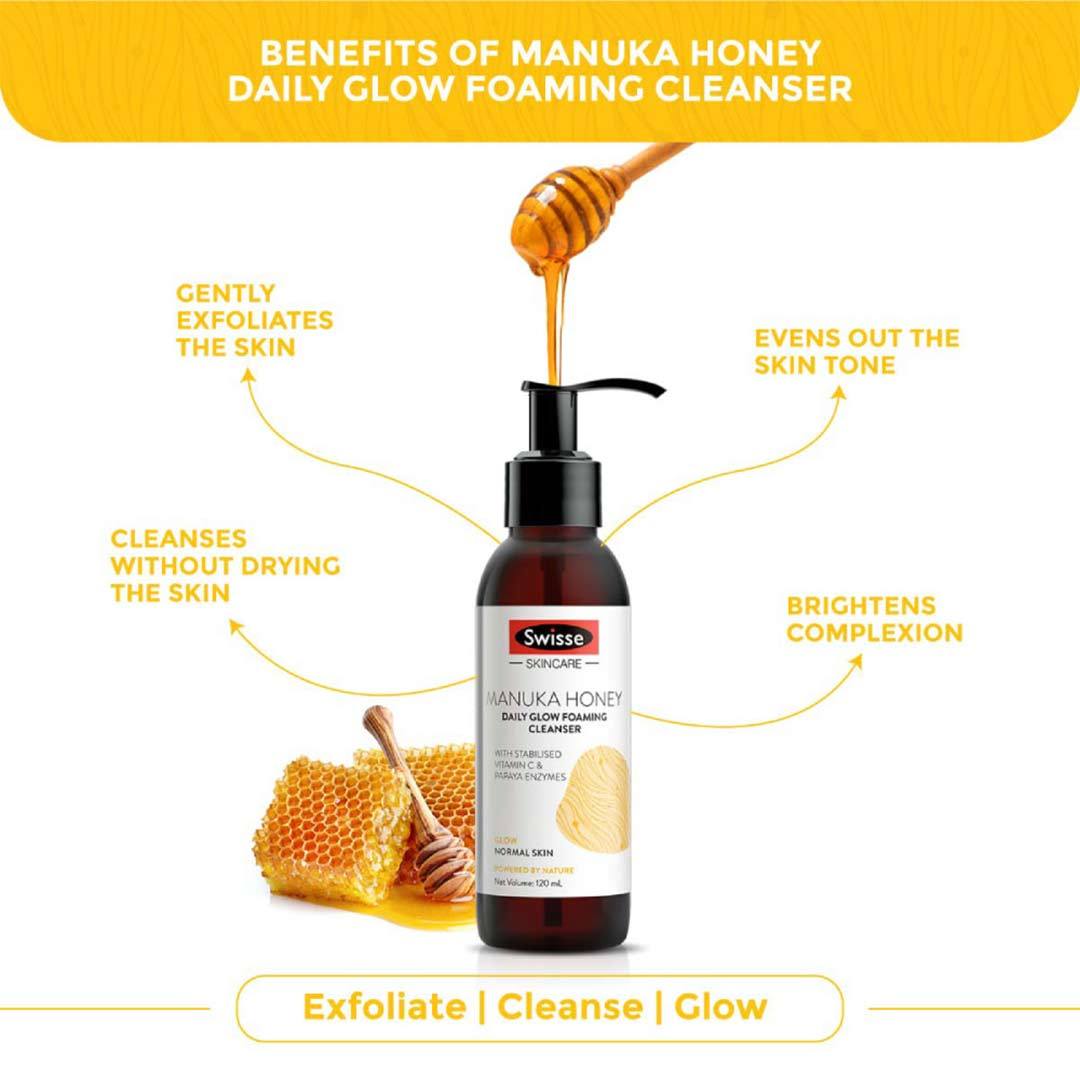 Vanity Wagon | Buy Swisse Daily Essential Combo-Manuka Honey Clay Mask + Manuka Honey Glow Foaming Cleanser + Blood Orange Cream Moisturiser