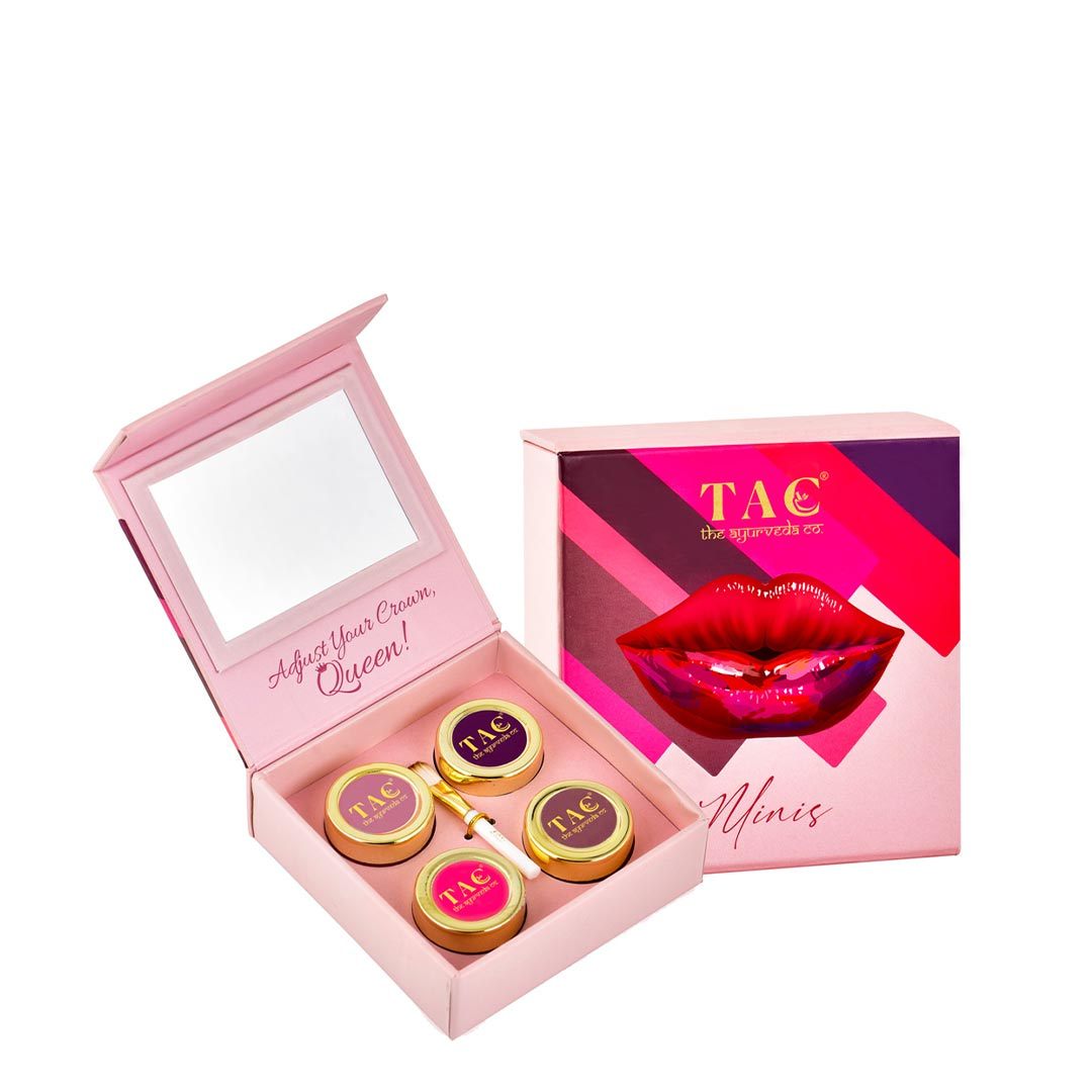 Vanity Wagon | Buy TAC - The Ayurveda Co. Lip & Cheek Tint Minis (Hot Pink, Blueberry Glaze, Mocha Brown & Urban Blush)