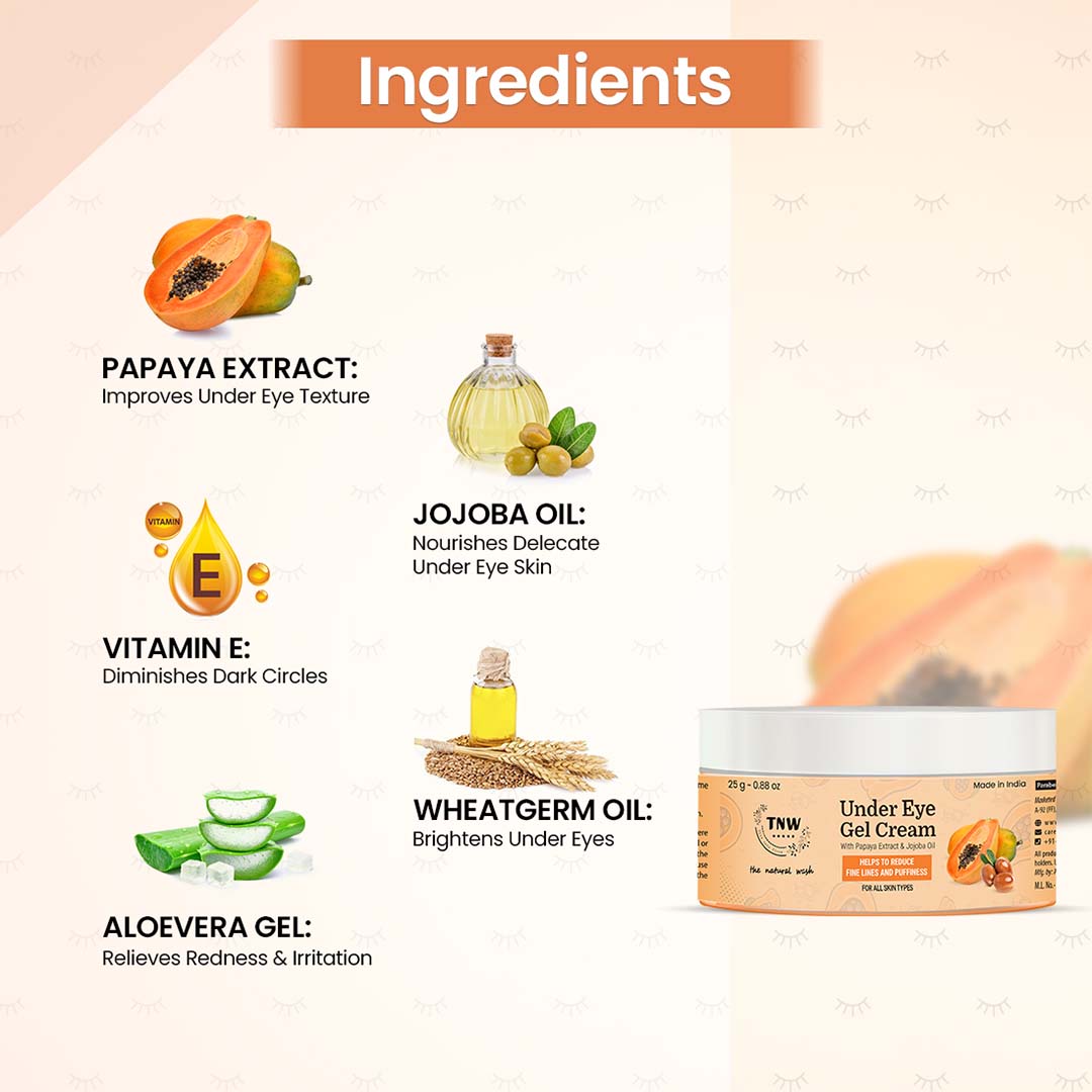 TNW-The Natural Wash Papaya Under Eye Gel Cream with Papaya & Jojoba Oil