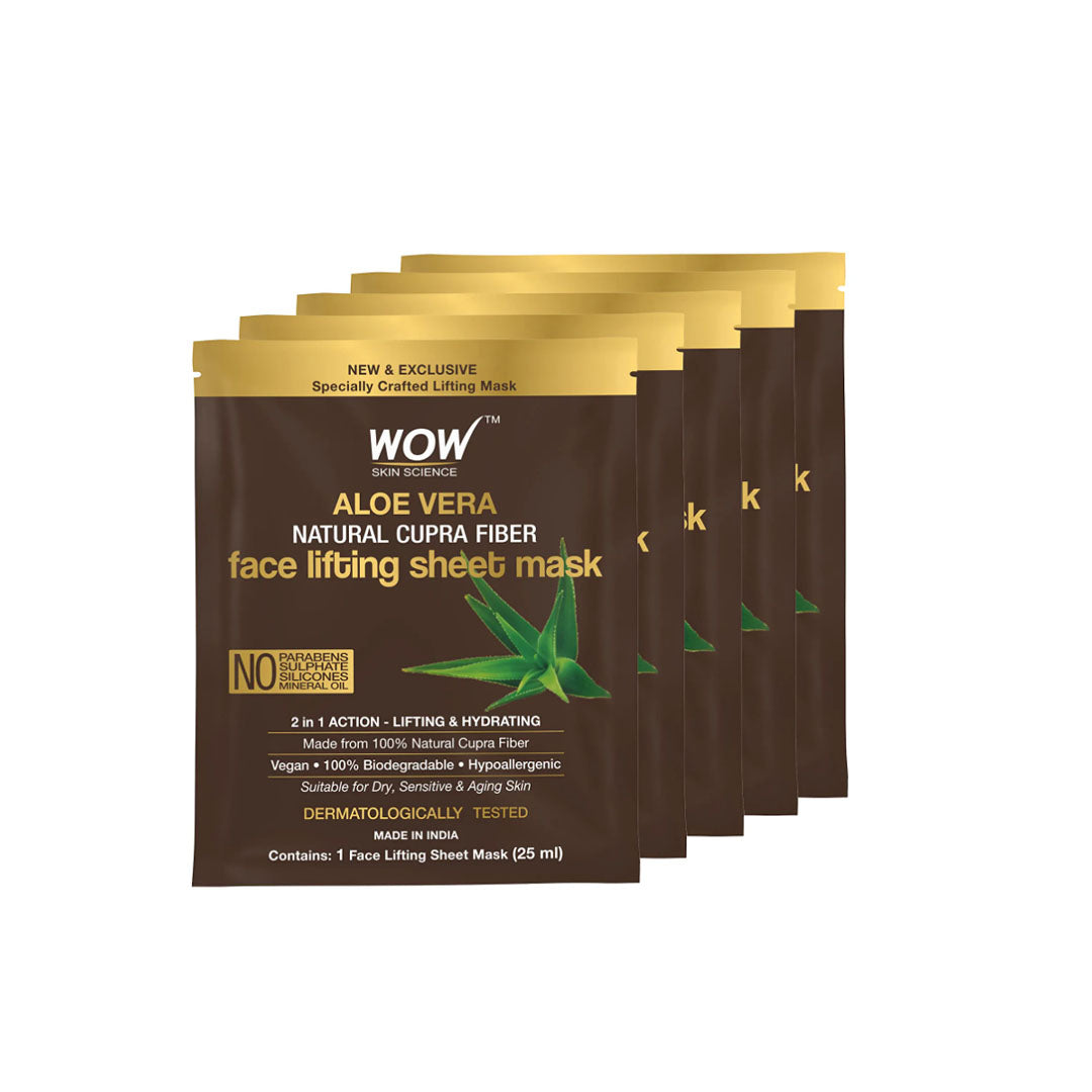 Vanity Wagon | Buy WOW Skin Science Aloe Vera Natural Cupra Fiber Face Lifting Sheet Mask