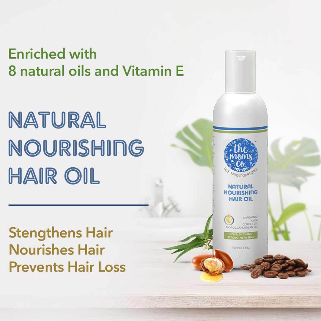 The Mom’s Co. Natural Nourishing Hair Oil with Bhringraj, Amla, Coffee and Moroccan Argan Oil -2